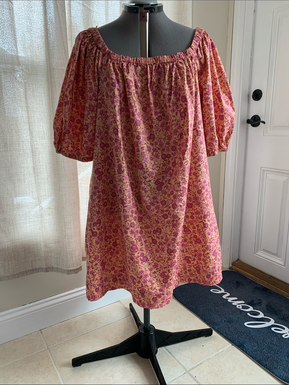 Old Navy Pink and Orange Floral Off-Shoulder Top